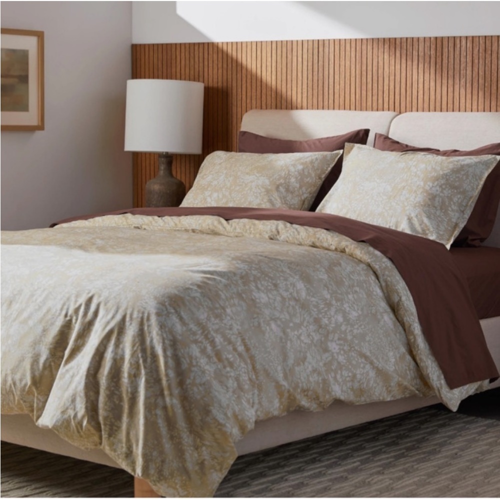 Parachute Percale Cotton Duvet Cover Set in Meadow Bone Print King/Cal King